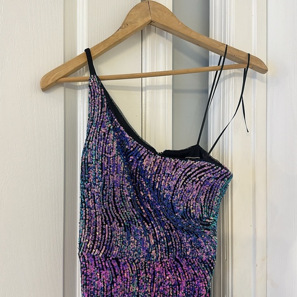 Morgan & Co. Sequin Mermaid Prom Dress – Size 1 | Purple & Blue Hues - Picture 4 of 9